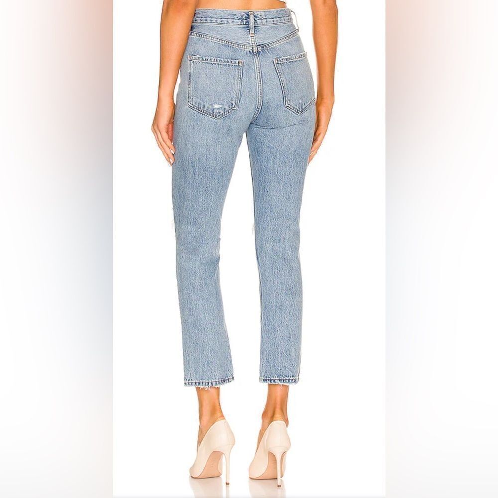 Agolde Riley high rise straight distressed crop Jeans 25 - Picture 4 of 10